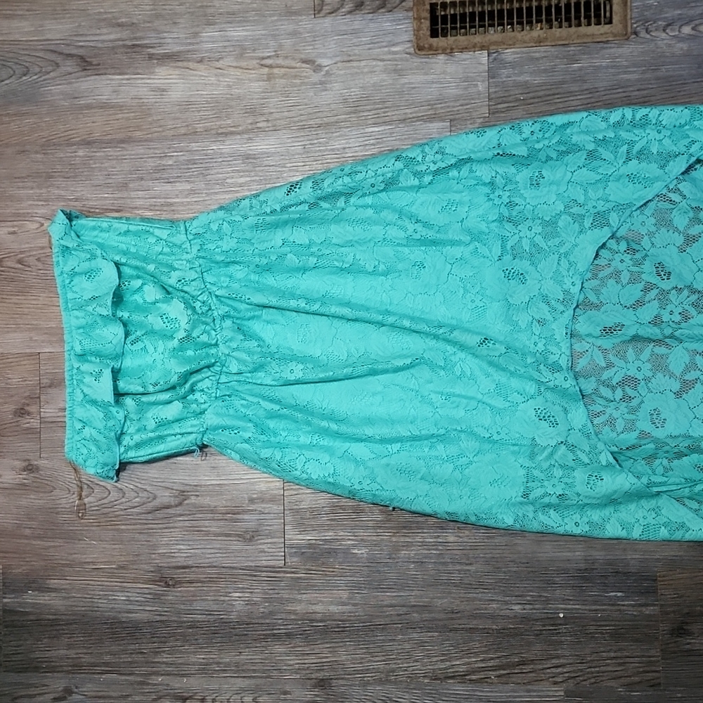 Blue high low lace dress